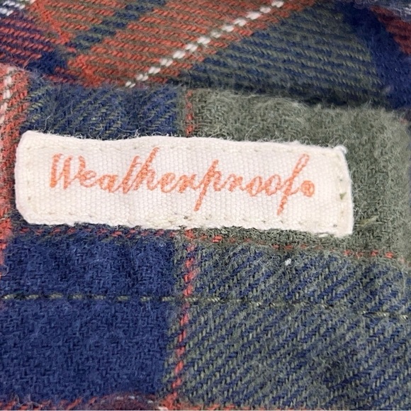 MEDIUM MENS WEATHERPROOF FLANNEL SHIRT RED GREEN BLUE COTTON - Picture 15 of 15